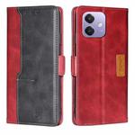 For OPPO A3 5G India Contrast Color Side Buckle Leather Phone Case(Red + Black)