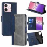 For OPPO A5 Pro 5G Global Contrast Color Side Buckle Leather Phone Case(Blue + Grey)