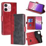 For OPPO A5 Pro 5G Global Contrast Color Side Buckle Leather Phone Case(Red + Black)