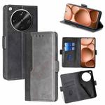 For OPPO Find X8 Ultra 5G Contrast Color Side Buckle Leather Phone Case(Black + Grey)