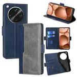 For OPPO Find X8 Ultra 5G Contrast Color Side Buckle Leather Phone Case(Blue + Grey)