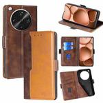 For OPPO Find X8 Ultra 5G Contrast Color Side Buckle Leather Phone Case(Dark Brown + Gold)