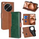 For OPPO Find X8 Ultra 5G Contrast Color Side Buckle Leather Phone Case(Light Brown + Green)