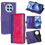For OPPO Find X8s 5G Contrast Color Side Buckle Leather Phone Case(Purple + Rose Red)