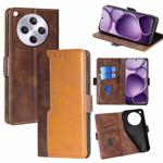 For OPPO Find X8s+ 5G Contrast Color Side Buckle Leather Phone Case(Dark Brown + Gold)