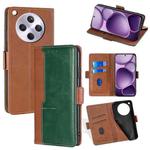 For OPPO Find X8s+ 5G Contrast Color Side Buckle Leather Phone Case(Light Brown + Green)