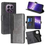 For OPPO A5 5G 2025 Global Contrast Color Side Buckle Leather Phone Case(Black + Grey)
