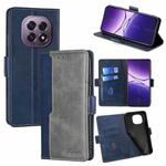 For OPPO A5 5G 2025 Global Contrast Color Side Buckle Leather Phone Case(Blue + Grey)