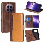 For OPPO A5 5G 2025 Global Contrast Color Side Buckle Leather Phone Case(Dark Brown + Gold)