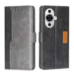 For Huawei nova 11 4G Contrast Color Side Buckle Leather Phone Case(Black + Grey)