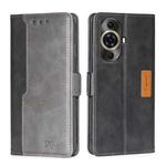 For Huawei nova 11 Pro 4G / 11 Ultra 4G Contrast Color Side Buckle Leather Phone Case(Black + Grey)