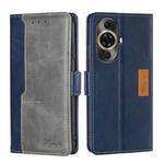 For Huawei nova 11 Pro 4G / 11 Ultra 4G Contrast Color Side Buckle Leather Phone Case(Blue + Grey)
