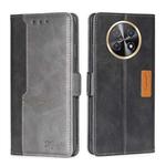 For Huawei Enjoy 60X Contrast Color Side Buckle Leather Phone Case(Black + Grey)