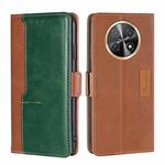 For Huawei Enjoy 60X Contrast Color Side Buckle Leather Phone Case(Light Brown + Green)
