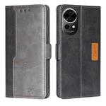 For Huawei nova 12 5G Contrast Color Side Buckle Leather Phone Case(Black + Grey)