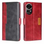 For Huawei nova 12 5G Contrast Color Side Buckle Leather Phone Case(Red + Black)