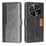 For Huawei nova 12i 4G Contrast Color Side Buckle Leather Phone Case(Black + Grey)