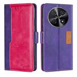 For Huawei nova 12i 4G Contrast Color Side Buckle Leather Phone Case(Purple + Rose Red)