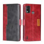 For Nokia G11 Plus Contrast Color Side Buckle Leather Phone Case(Red + Black)