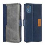For Nokia C02 TA-1522 Contrast Color Side Buckle Leather Phone Case(Blue + Grey)