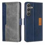 For Samsung Galaxy S24 5G Contrast Color Side Buckle Leather Phone Case(Blue + Grey)