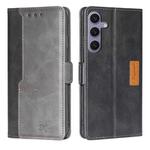 For Samsung Galaxy S24+ 5G Contrast Color Side Buckle Leather Phone Case(Black + Grey)