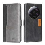 For Xiaomi 13 Ultra 5G Contrast Color Side Buckle Leather Phone Case(Black + Grey)