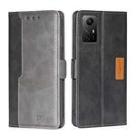 For Xiaomi Redmi Note 12S 4G Contrast Color Side Buckle Leather Phone Case(Black + Grey)