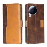 For Xiaomi Civi 3 5G Contrast Color Side Buckle Leather Phone Case(Dark Brown + Gold)