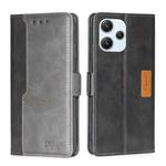 For Xiaomi Redmi 12 4G Contrast Color Side Buckle Leather Phone Case(Black + Grey)