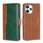 For Xiaomi Redmi 12 4G Contrast Color Side Buckle Leather Phone Case(深棕+金色)