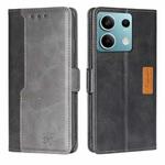 For Xiaomi Redmi Note 13 4G Contrast Color Side Buckle Leather Phone Case(Black + Grey)