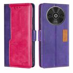 For Xiaomi Redmi A3 4G Contrast Color Side Buckle Leather Phone Case(Purple + Rose Red)