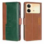 For Xiaomi Redmi Note 13R Pro 5G Contrast Color Side Buckle Leather Phone Case(深棕+金色)