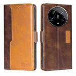 For Xiaomi 14 Ultra 5G Contrast Color Side Buckle Leather Phone Case(Dark Brown + Gold)
