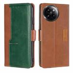 For Xiaomi Civi 4 Pro Contrast Color Side Buckle Leather Phone Case(深棕+金色)