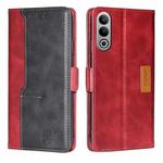 For OnePlus Nord CE4 Contrast Color Side Buckle Leather Phone Case(Red + Black)