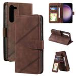 For Samsung Galaxy S23 5G Skin Feel Multi-card Wallet Leather Phone Case(Brown)