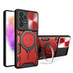 For Samsung Galaxy A73 5G CD Texture Sliding Camshield Magnetic Holder Phone Case(Red)