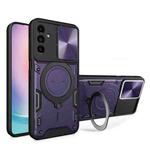 For Samsung Galaxy A24 4G CD Texture Sliding Camshield Magnetic Holder Phone Case(Purple)