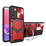 For Samsung Galaxy A03s CD Texture Sliding Camshield Magnetic Holder Phone Case(Red)