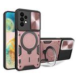 For Samsung Galaxy A23 5G CD Texture Sliding Camshield Magnetic Holder Phone Case(Pink)