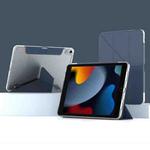 For iPad 10.2 2021 / 2020 / 2019 Mutural Deformation Stand Smart Leather Tablet Case(Dark Blue)