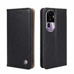 For OPPO Reno10 Pro+ 5G Non-Magnetic Retro Texture Leather Phone Case(Black)
