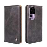 For OPPO Reno10 Pro+ 5G Non-Magnetic Retro Texture Leather Phone Case(Grey)