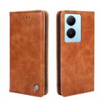 For vivo Y78 Plus 5G Non-Magnetic Retro Texture Leather Phone Case(Brown)