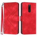 For Xiaomi Redmi 8 Line Pattern Skin Feel Leather Phone Case(Red)