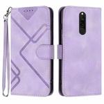 For Xiaomi Redmi 8 Line Pattern Skin Feel Leather Phone Case(Light Purple)