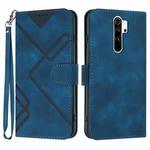 For Xiaomi Redmi 9/9 Prime/Poco M2 Line Pattern Skin Feel Leather Phone Case(Royal Blue)