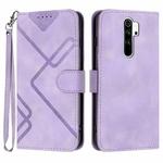 For Xiaomi Redmi 9/9 Prime/Poco M2 Line Pattern Skin Feel Leather Phone Case(Light Purple)